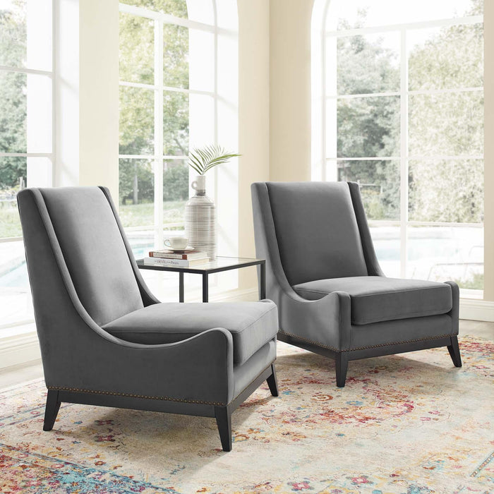 Confident Lounge Chair Upholstered Performance Velvet Set of 2