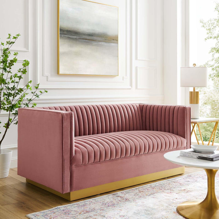 Sanguine Vertical Channel Tufted Performance Velvet Loveseat