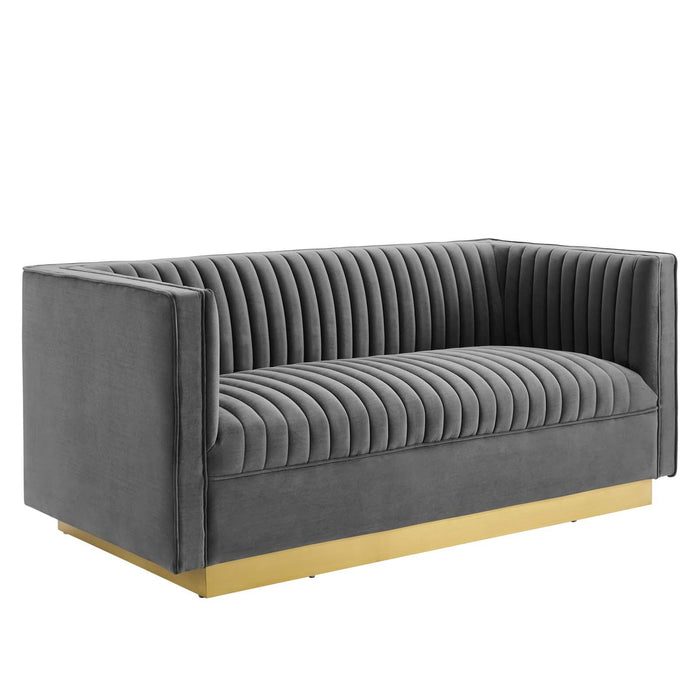 Sanguine Vertical Channel Tufted Performance Velvet Loveseat