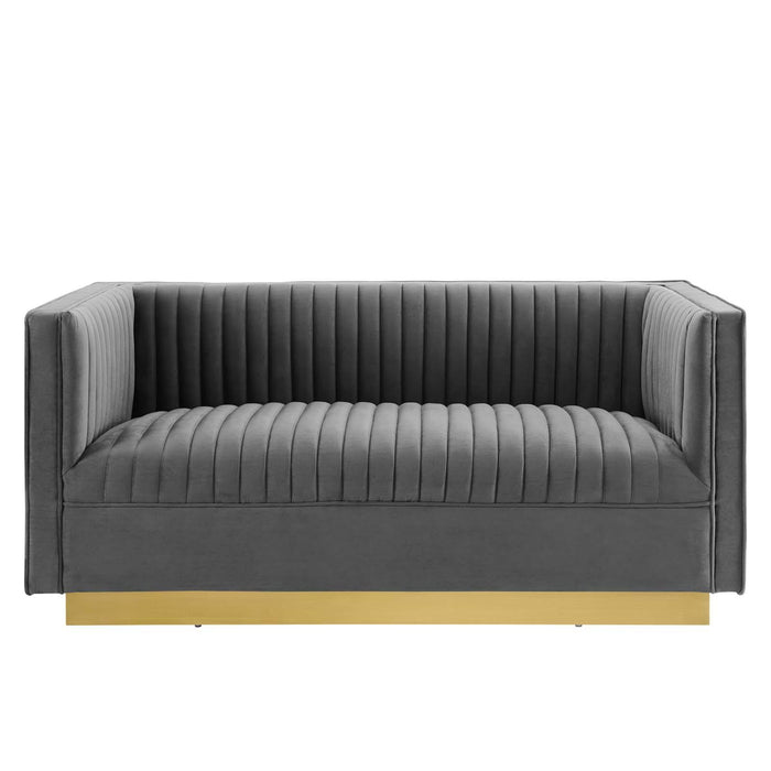 Sanguine Vertical Channel Tufted Performance Velvet Loveseat