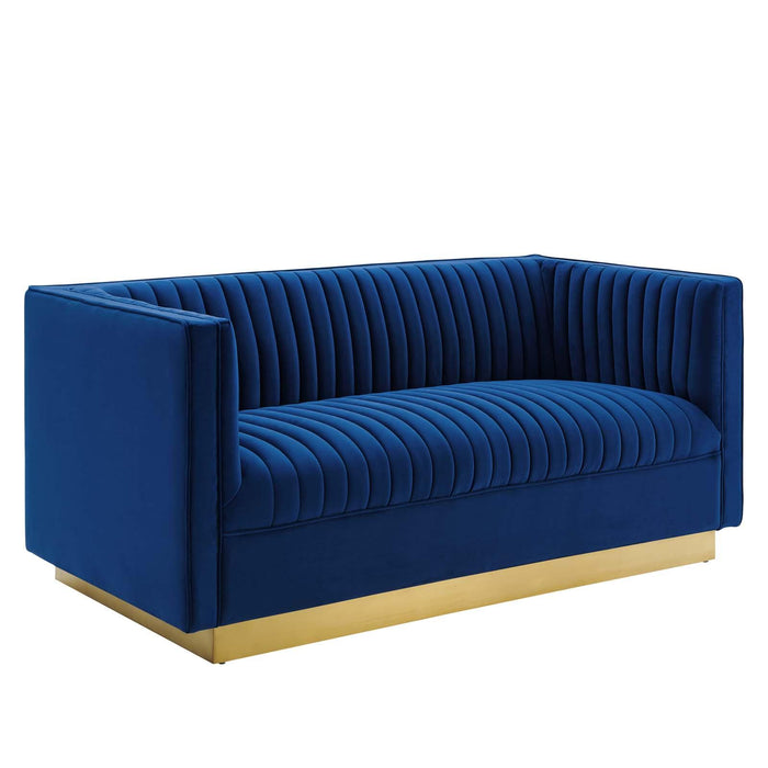 Sanguine Vertical Channel Tufted Performance Velvet Loveseat