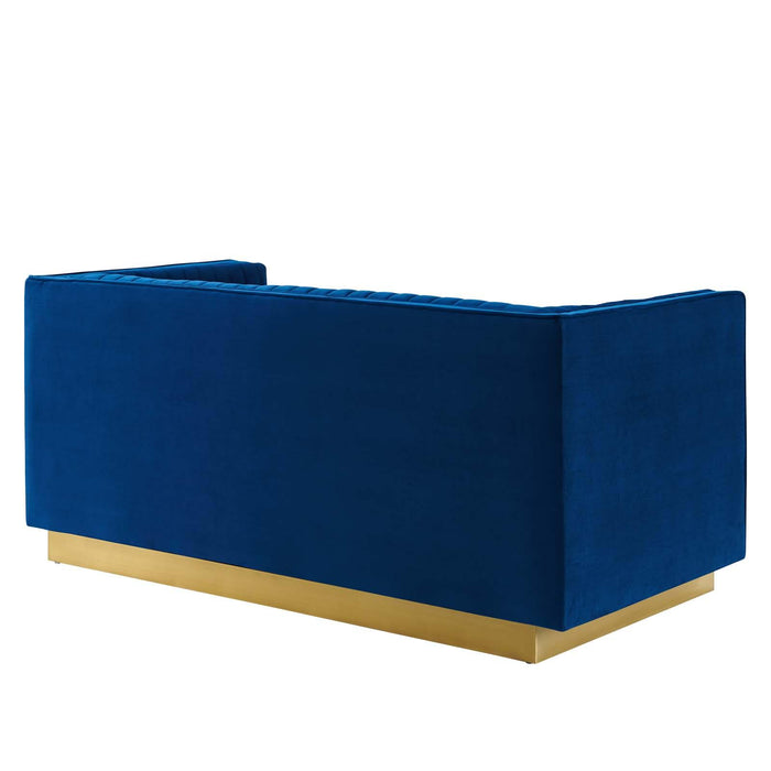 Sanguine Vertical Channel Tufted Performance Velvet Loveseat