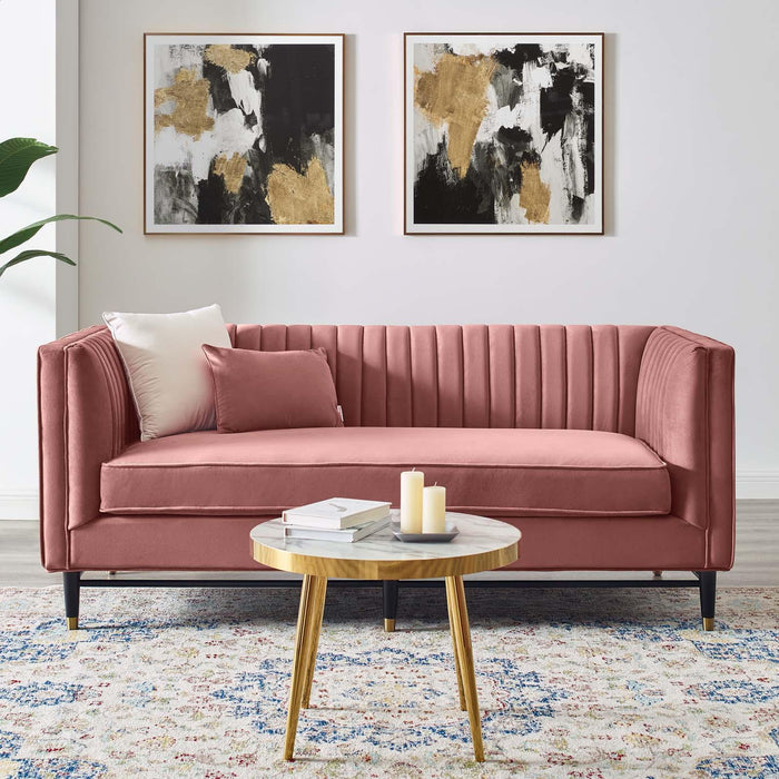 Devote Channel Tufted Performance Velvet Loveseat