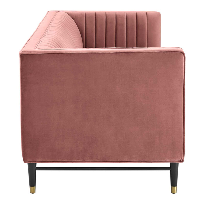 Devote Channel Tufted Performance Velvet Sofa