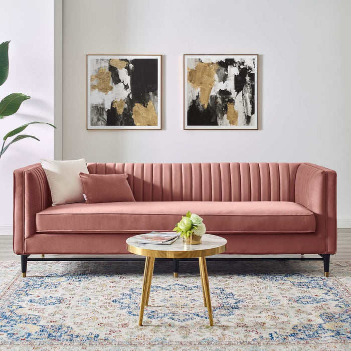 Devote Channel Tufted Performance Velvet Sofa