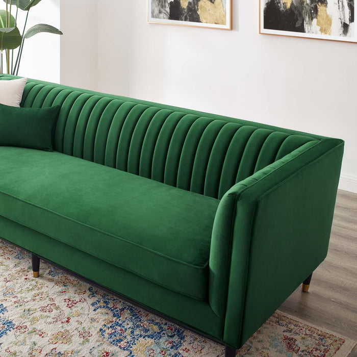 Devote Channel Tufted Performance Velvet Sofa