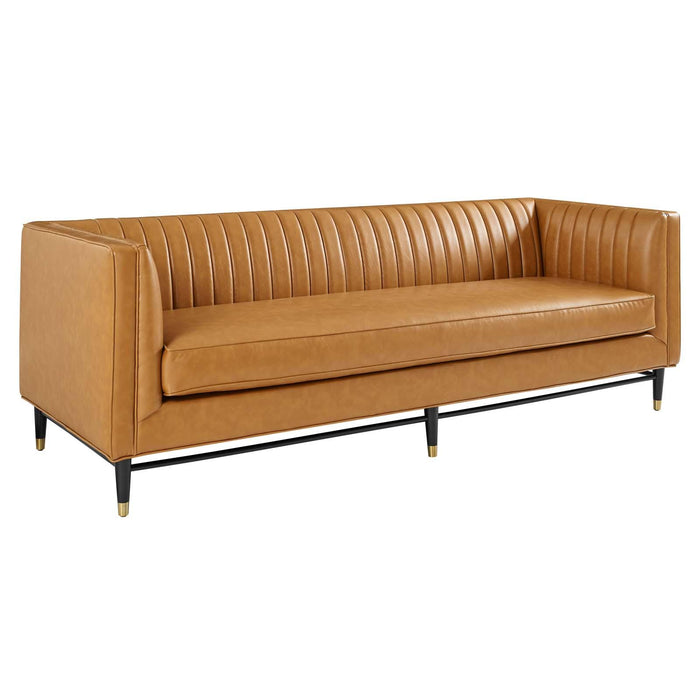 Devote Channel Tufted Vegan Leather Sofa image