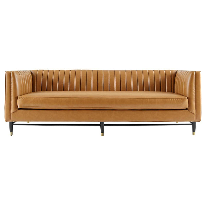 Devote Channel Tufted Vegan Leather Sofa