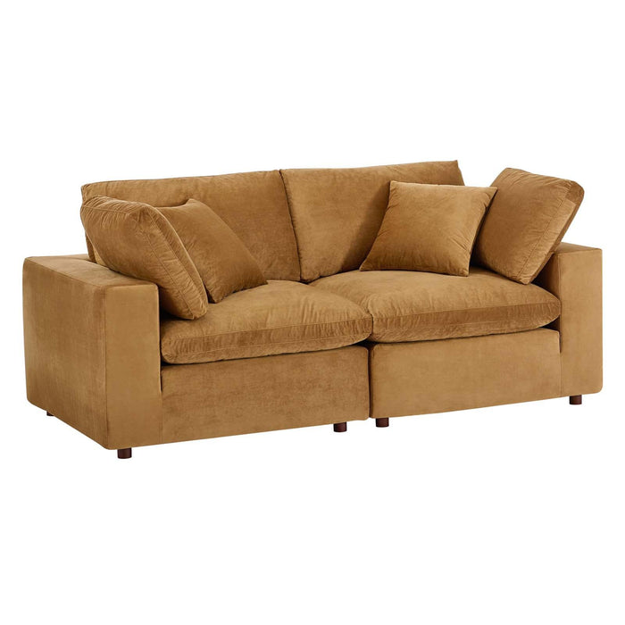 Commix Down Filled Overstuffed Performance Velvet Loveseat image