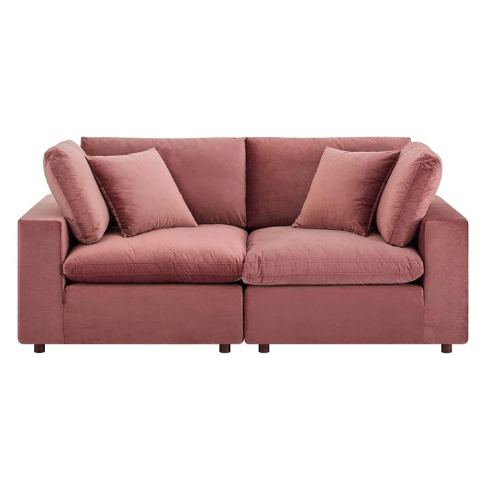 Commix Down Filled Overstuffed Performance Velvet Loveseat