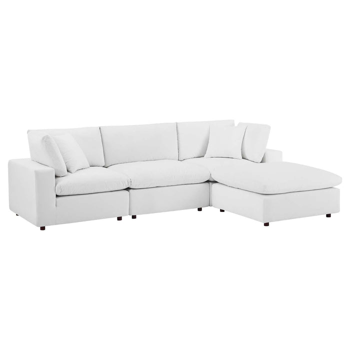 Commix Down Filled Overstuffed Performance Velvet 4-Piece Sectional Sofa