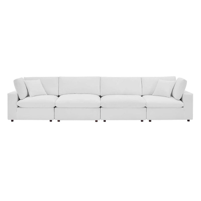 Commix Down Filled Overstuffed Performance Velvet 4-Seater Sofa