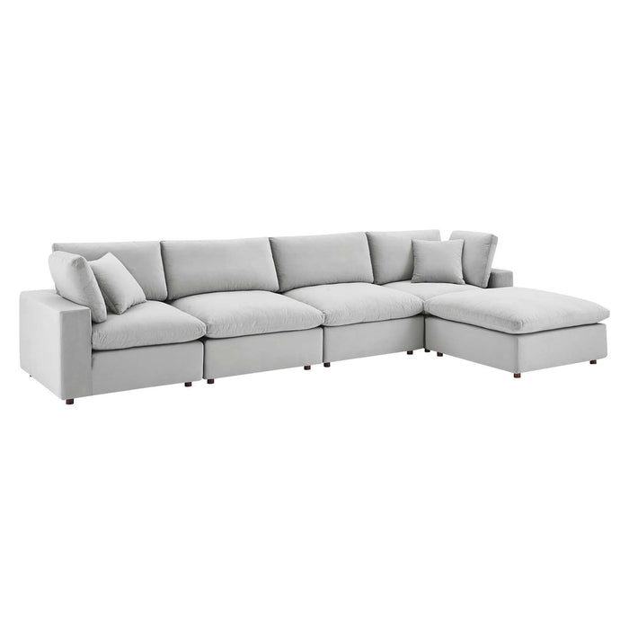 Commix Down Filled Overstuffed Performance Velvet 5-Piece Sectional Sofa