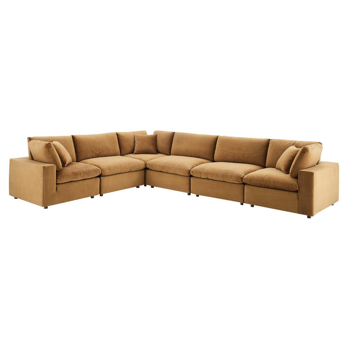 Commix Down Filled Overstuffed Performance Velvet 6-Piece Sectional Sofa