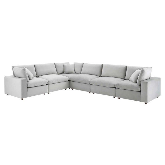 Commix Down Filled Overstuffed Performance Velvet 6-Piece Sectional Sofa