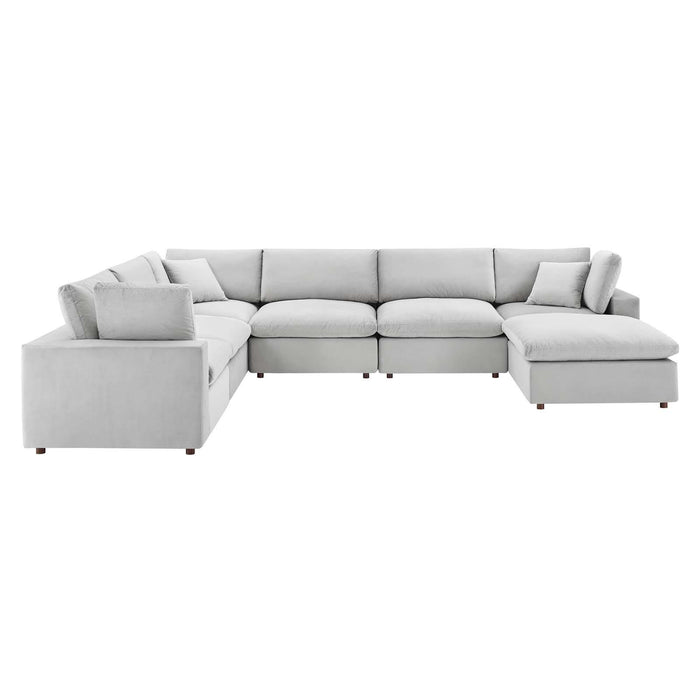 Commix Down Filled Overstuffed Performance Velvet 7-Piece Sectional Sofa