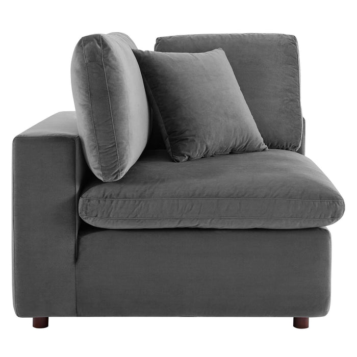 Commix Down Filled Overstuffed Performance Velvet 4-Seater Sofa