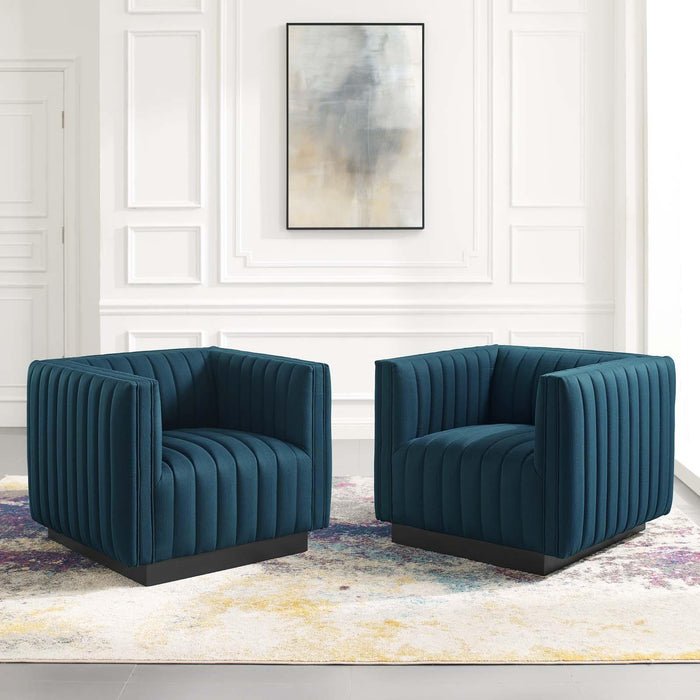 Conjure Tufted Armchair Upholstered Fabric Set of 2