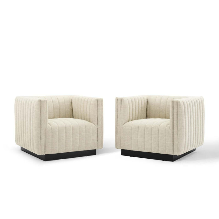 Conjure Tufted Armchair Upholstered Fabric Set of 2