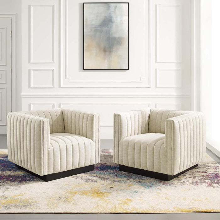 Conjure Tufted Armchair Upholstered Fabric Set of 2