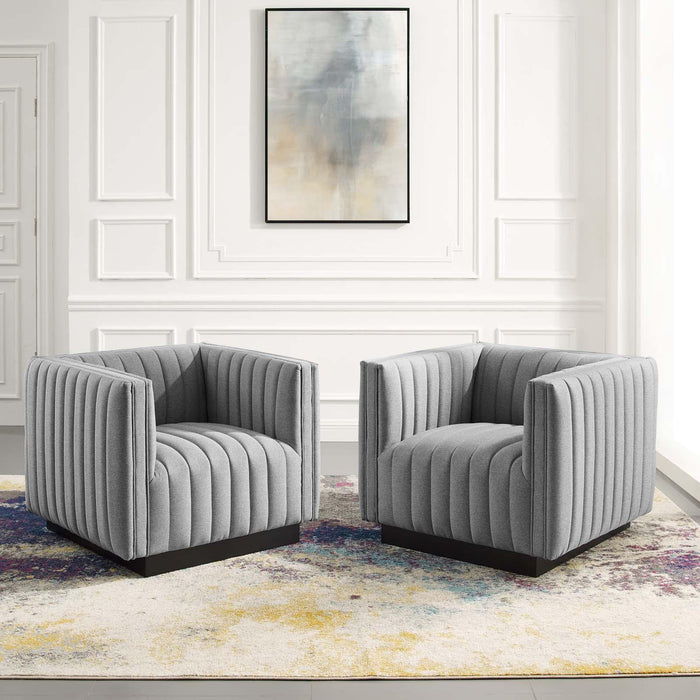 Conjure Tufted Armchair Upholstered Fabric Set of 2