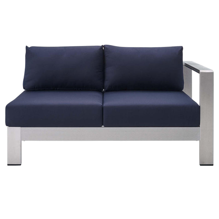 Shore Sunbrella� Fabric Aluminum Outdoor Patio Right-Arm Loveseat