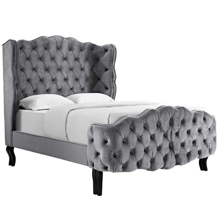 Violette Queen Tufted Wingback Performance Velvet Platform Bed image