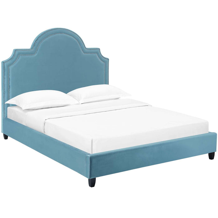 Primrose Queen Performance Velvet Platform Bed