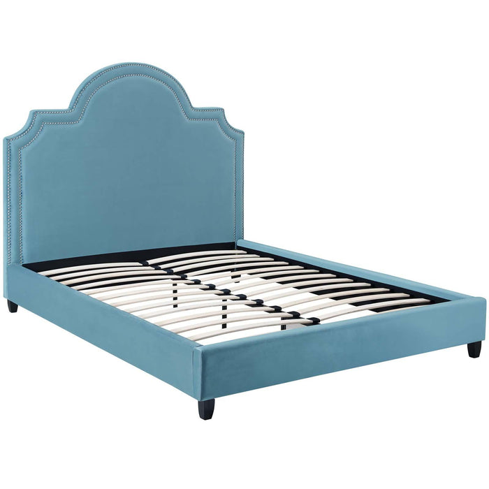 Primrose Queen Performance Velvet Platform Bed