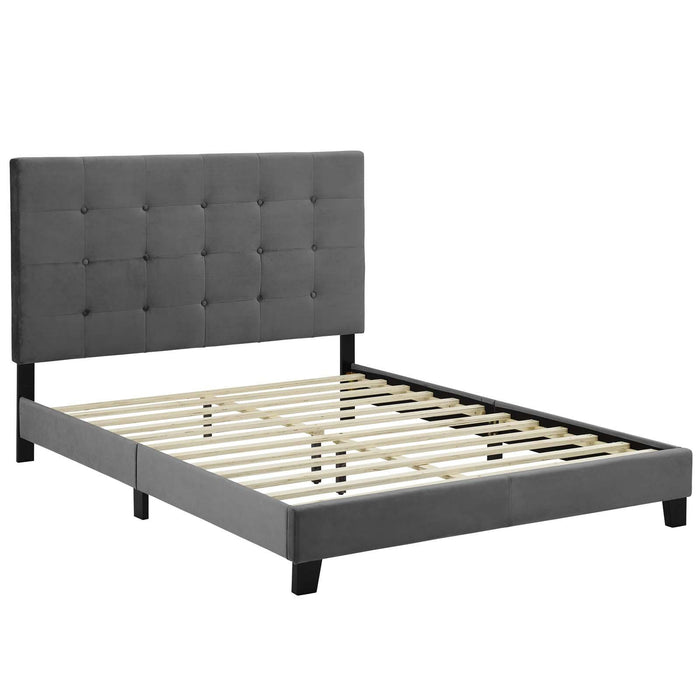 Melanie Queen Tufted Button Upholstered Performance Velvet Platform Bed