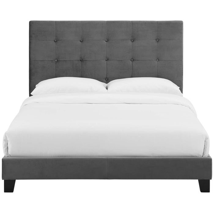 Melanie Queen Tufted Button Upholstered Performance Velvet Platform Bed