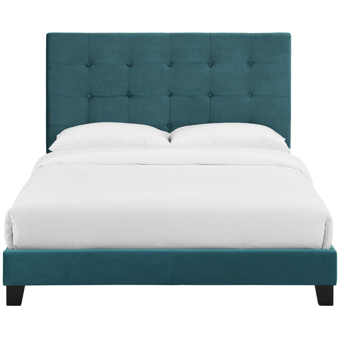 Melanie King Tufted Button Upholstered Performance Velvet Platform Bed