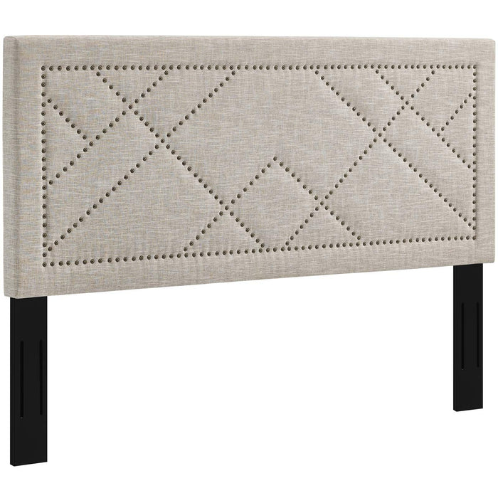 Reese Nailhead Full / Queen Upholstered Linen Fabric Headboard