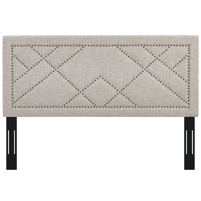 Reese Nailhead Full / Queen Upholstered Linen Fabric Headboard