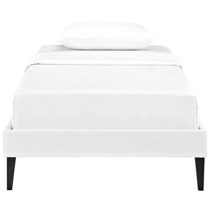 Tessie Twin Vinyl Bed Frame with Squared Tapered Legs