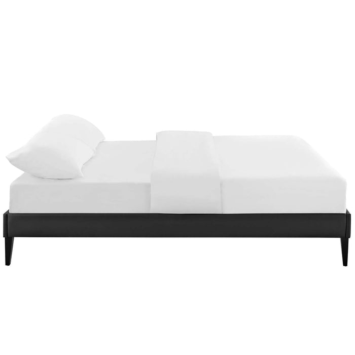 Tessie Full Vinyl Bed Frame with Squared Tapered Legs