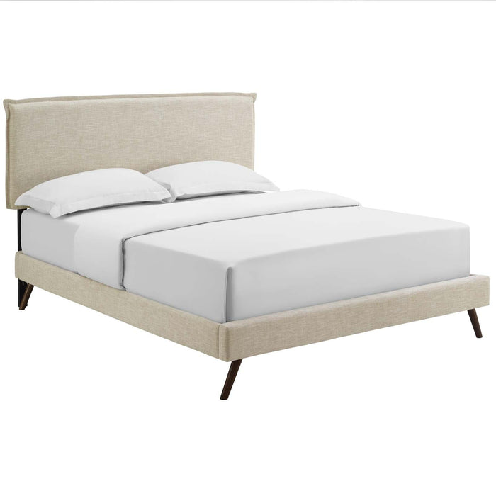 Amaris King Fabric Platform Bed with Round Splayed Legs image