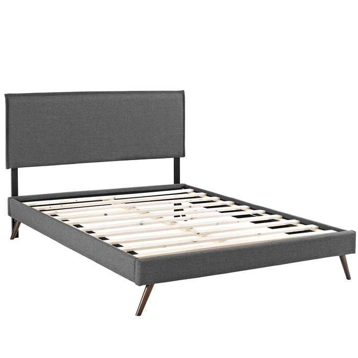 Amaris Queen Fabric Platform Bed with Round Splayed Legs