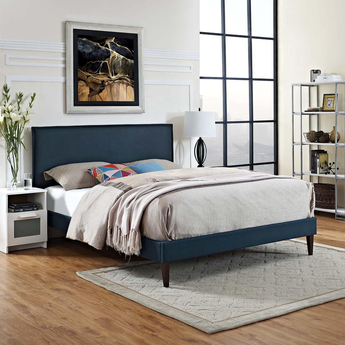 Amaris Queen Fabric Platform Bed with Squared Tapered Legs