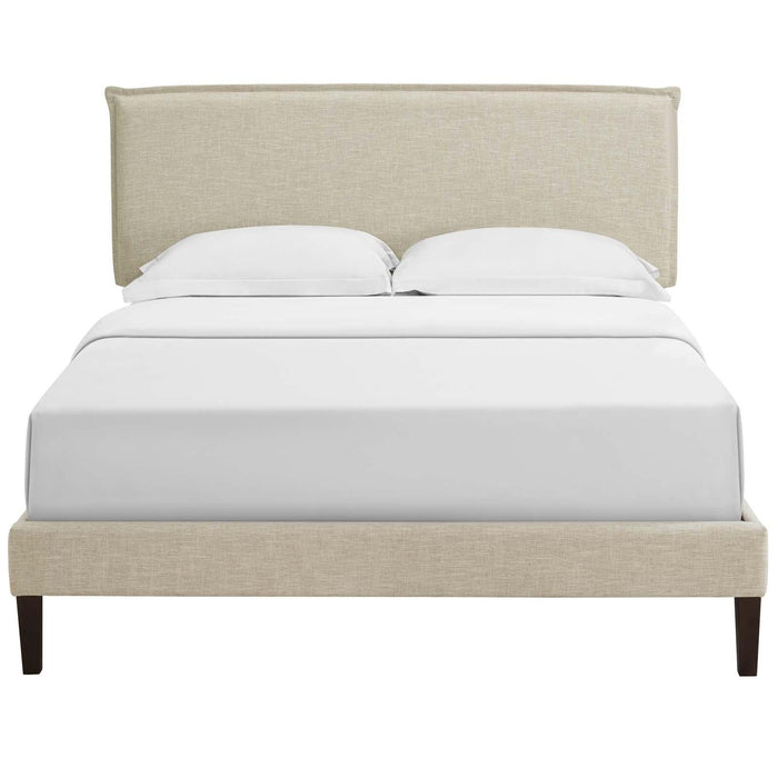 Amaris Queen Fabric Platform Bed with Squared Tapered Legs