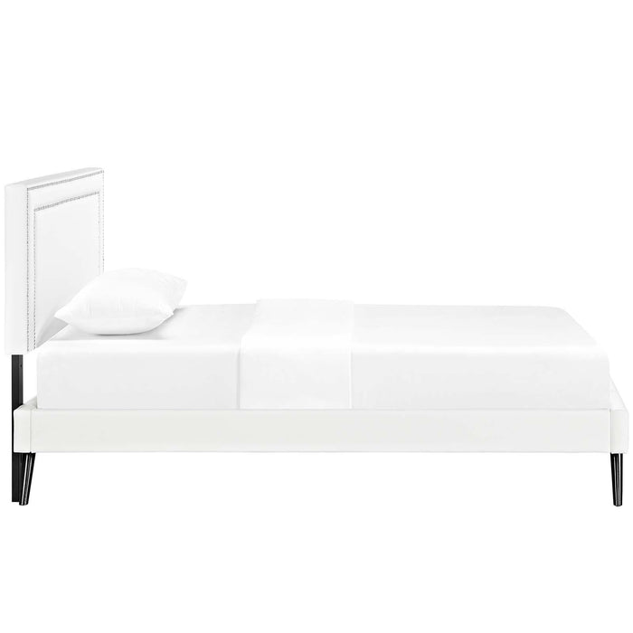 Virginia Twin Vinyl Platform Bed with Round Splayed Legs