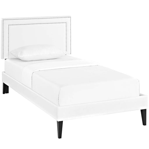 virginia-twin-vinyl-platform-bed-with-squared-tapered-legs