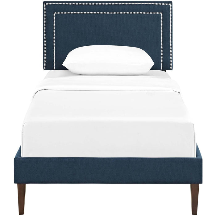 Virginia Twin Fabric Platform Bed with Squared Tapered Legs