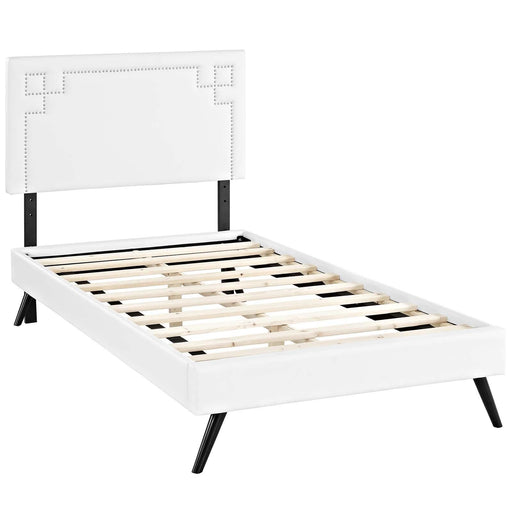 ruthie-twin-vinyl-platform-bed-with-round-splayed-legs