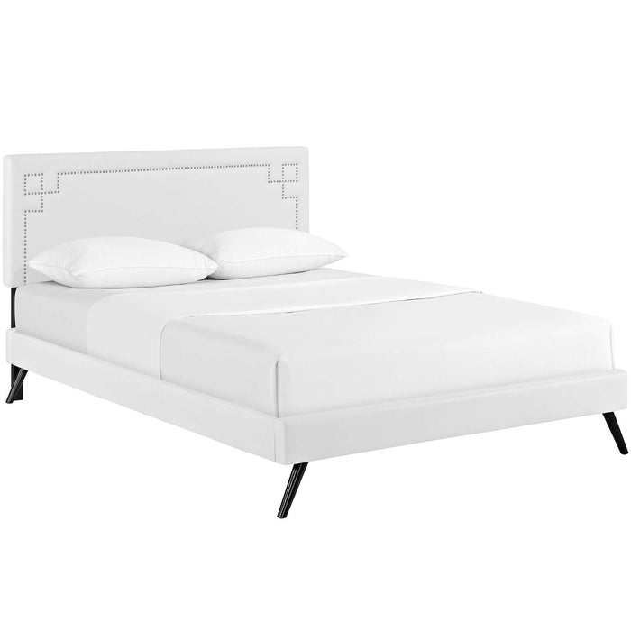 Ruthie Full Vinyl Platform Bed with Round Splayed Legs image