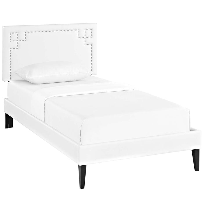 Ruthie Twin Vinyl Platform Bed with Squared Tapered Legs image