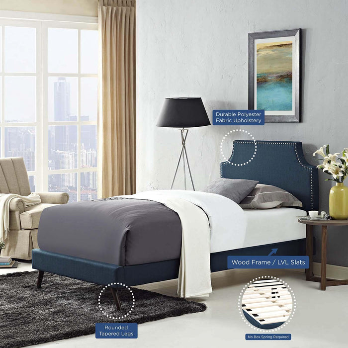 Corene Twin Fabric Platform Bed with Round Splayed Legs