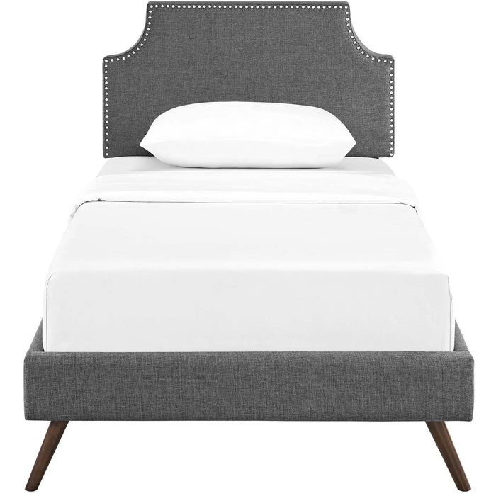 Corene Twin Fabric Platform Bed with Round Splayed Legs