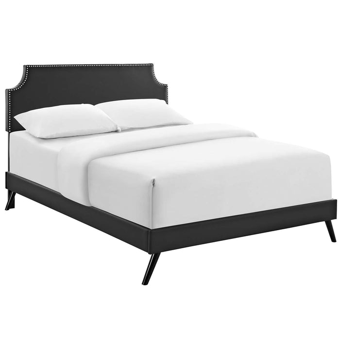 Corene Full Vinyl Platform Bed with Round Splayed Legs image