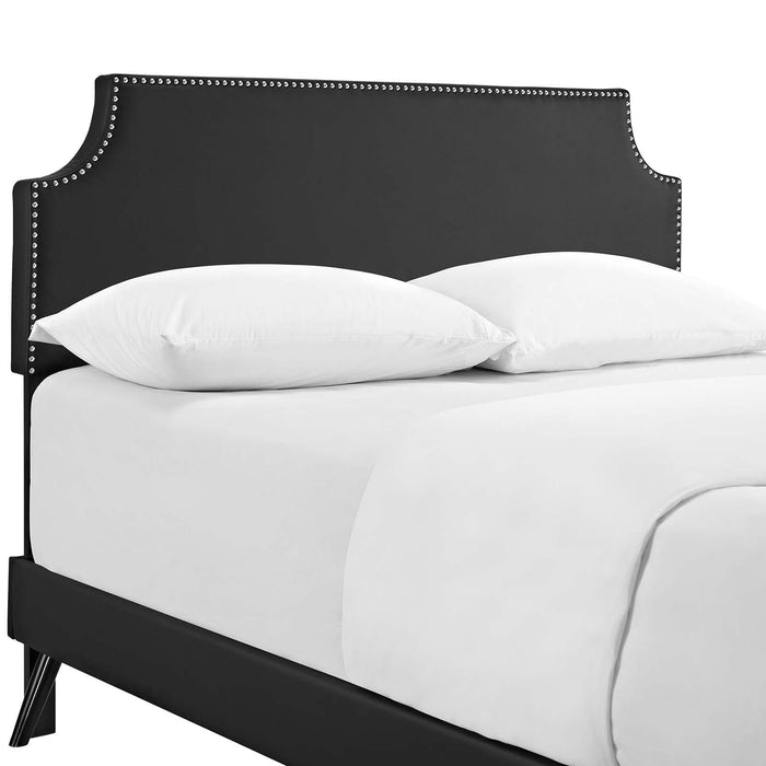 Corene Full Vinyl Platform Bed with Round Splayed Legs